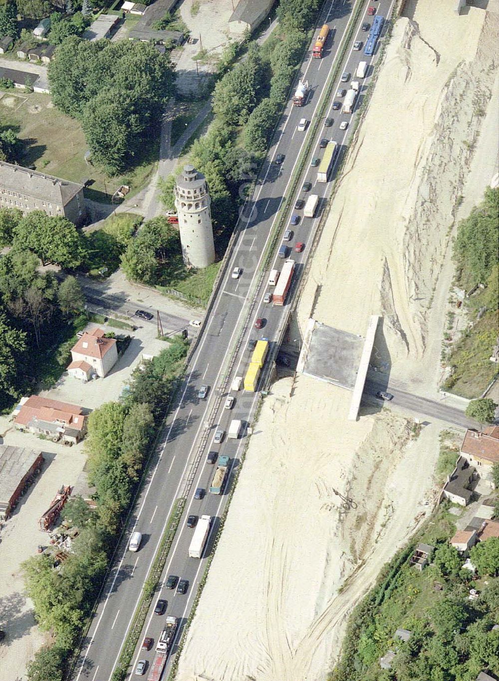 Aerial image Königs Wusterhausen - Bau der Autobahnbrücke (A10) über die Straße zwischen Königs Wusterhausen und Niederlehme - ein Projekt der SCHÄLERBAU BERLIN GmbH.