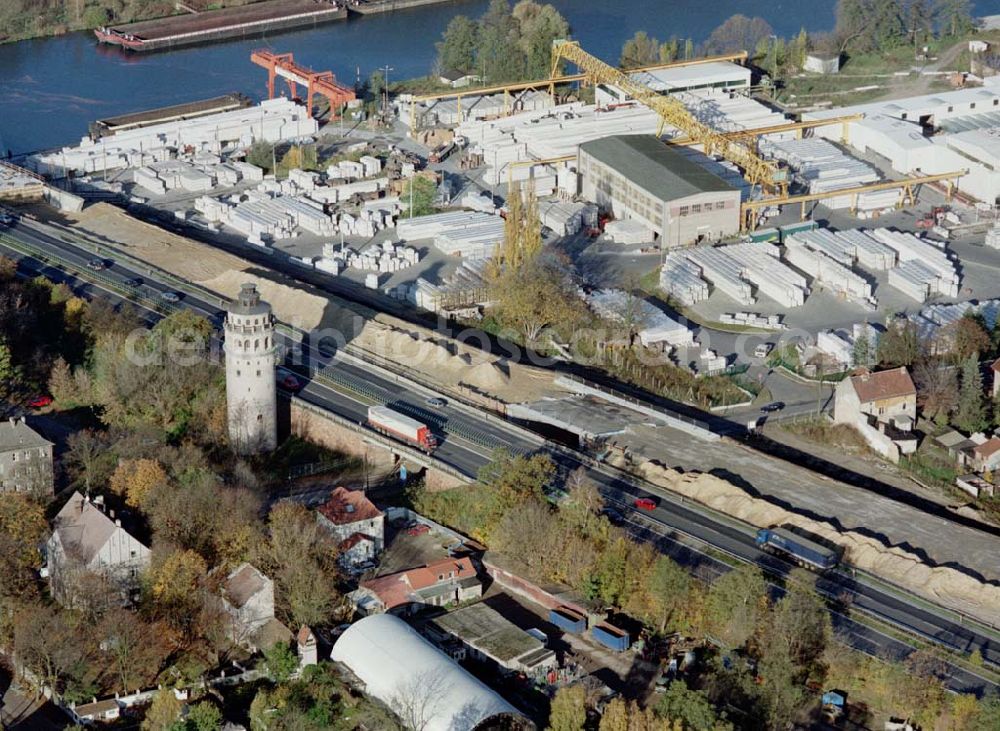 Aerial image Königs Wusterhausen / Brandenburg - Bau der Autobahnbrücke (A10) über die Straße zwischen Königs Wusterhausen und Niederlehme - ein Projekt der SCHÄLERBAU BERLIN GmbH.