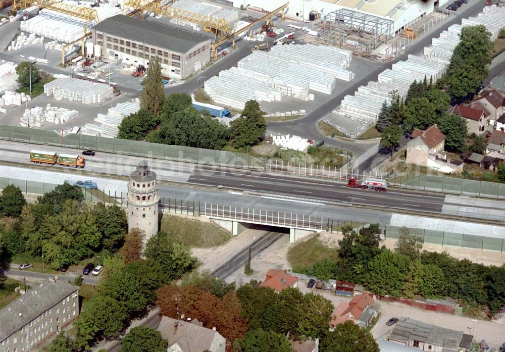 Königs Wusterhausen from the bird's eye view: Bau der Autobahnbrücke (A10) über die Straße zwischen Königs Wusterhausen und Niederlehme - ein Projekt der SCHÄLERBAU BERLIN GmbH.