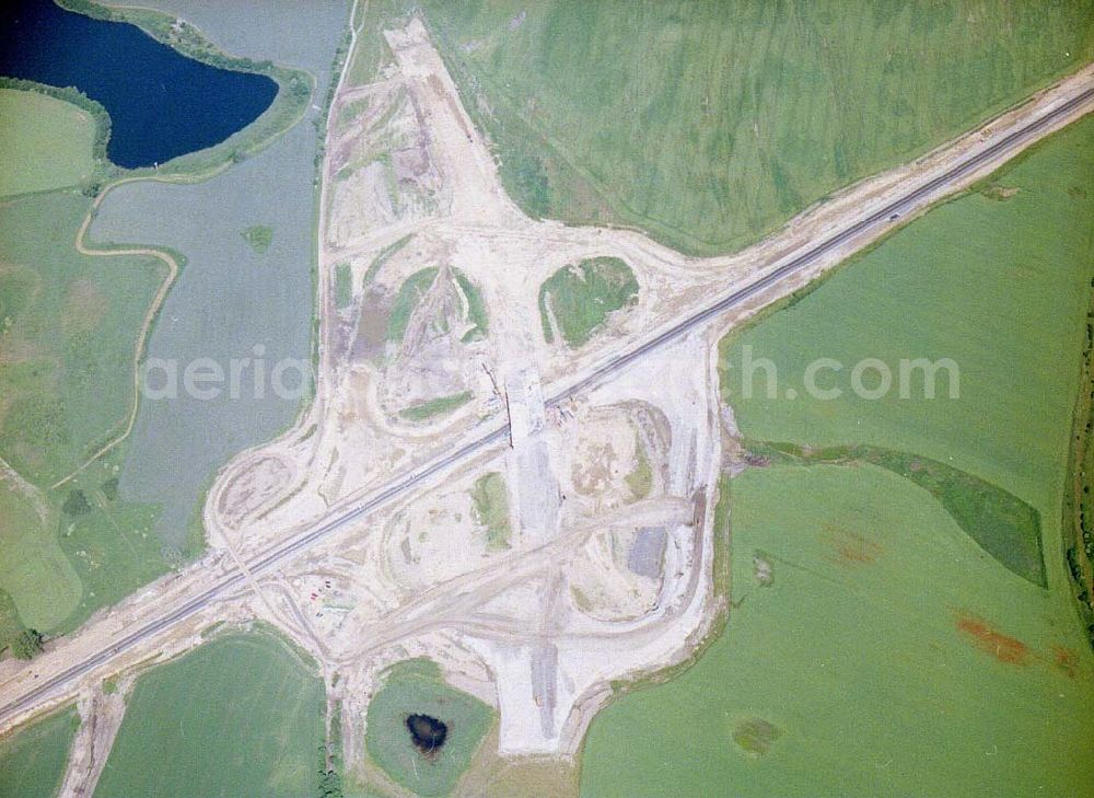 Gramzow / MV from the bird's eye view: Bau des Autobahndreieckes Gramzow bei Prenzlau (A20) in Mecklenburg - Vorpommern