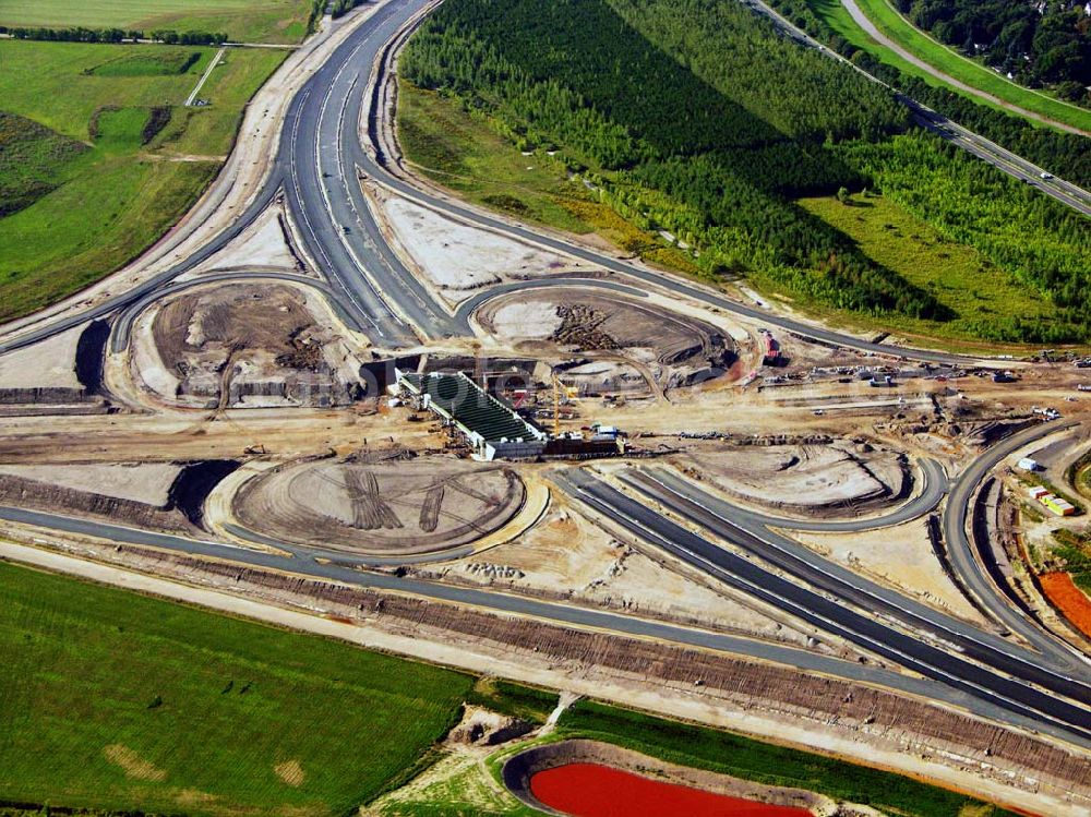 Aerial photograph Böhlen - 27.08.2005 Böhlen; Bau eines Autobahnkreuzes auf der A14 bei Böhlen.