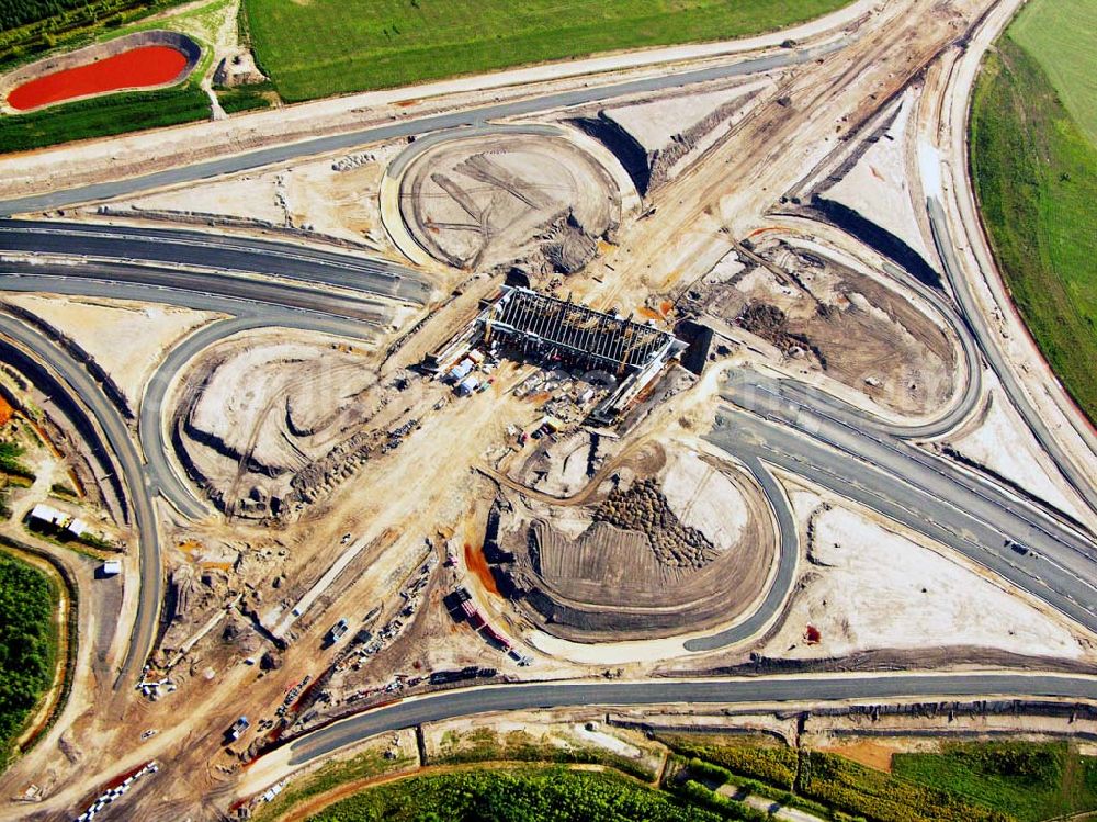 Aerial image Böhlen - 27.08.2005 Böhlen; Bau eines Autobahnkreuzes auf der A14 bei Böhlen.