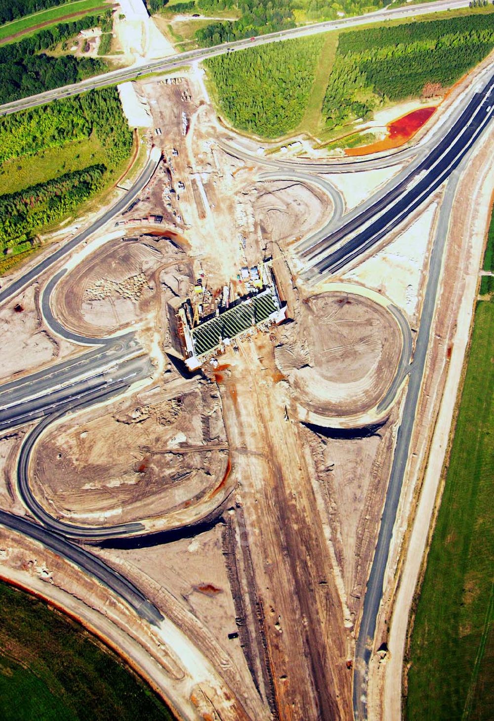 Aerial photograph Böhlen - 27.08.2005 Böhlen; Bau eines Autobahnkreuzes auf der A14 bei Böhlen.