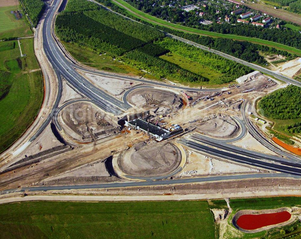 Aerial image Böhlen - 27.08.2005 Böhlen; Bau eines Autobahnkreuzes auf der A14 bei Böhlen.