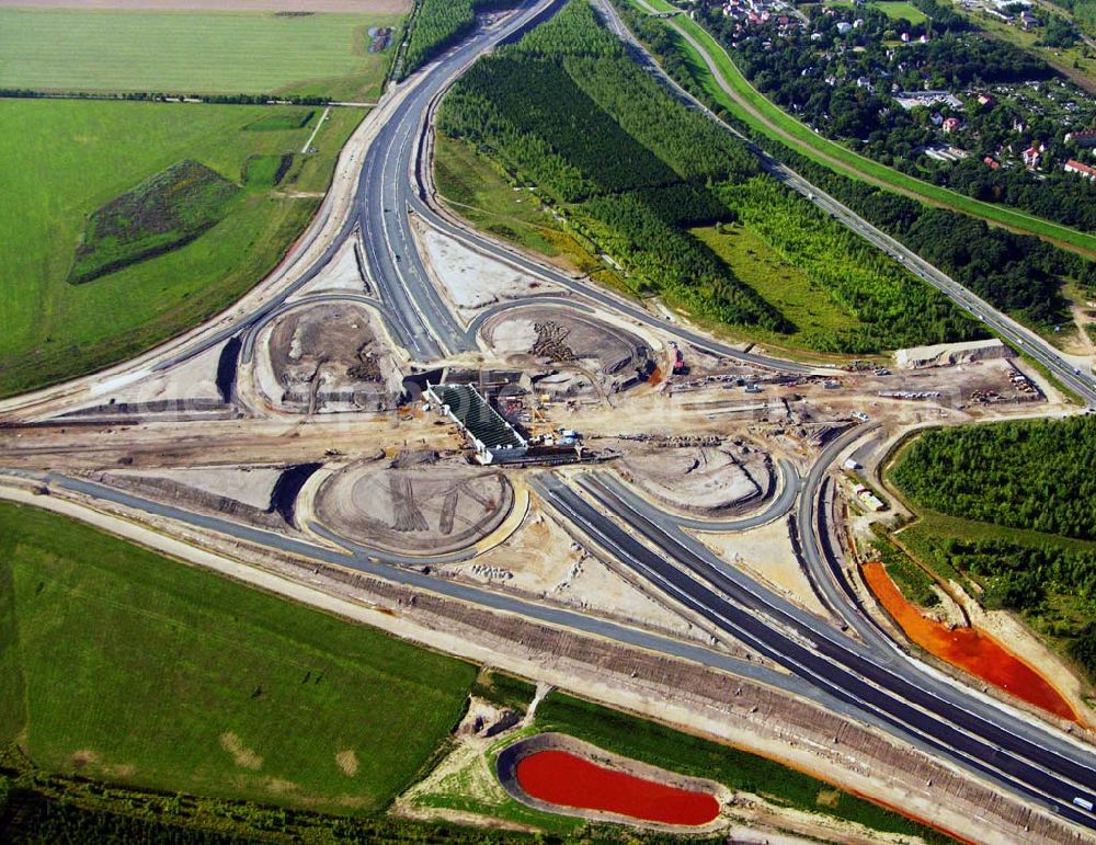 Aerial photograph Böhlen - 27.08.2005 Böhlen; Bau eines Autobahnkreuzes auf der A14 bei Böhlen.