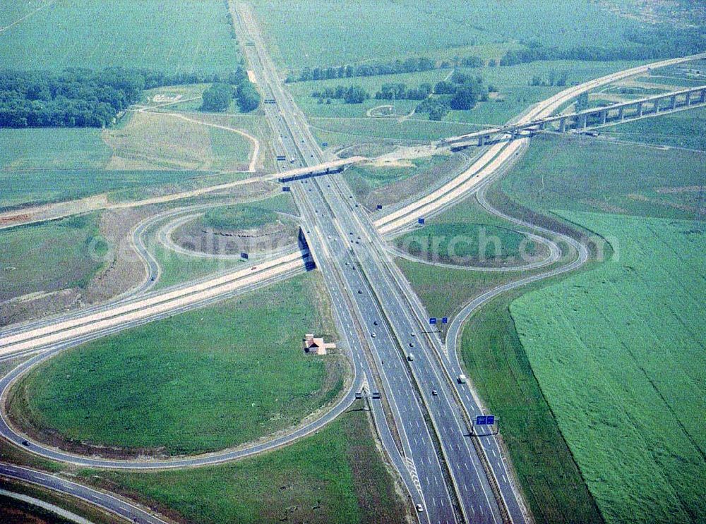 Aerial image Erfurt - Bau des Autobahnkreuzes Erfurt - Süd.