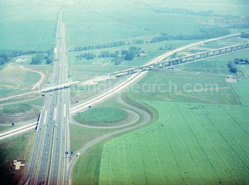 Aerial photograph Erfurt - Bau des Autobahnkreuzes Erfurt - Süd.