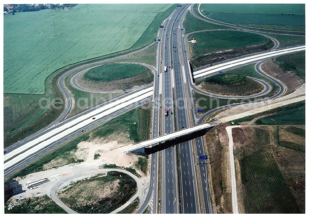 Erfurt from the bird's eye view: Bau des Autobahnkreuzes Erfurt - Süd.