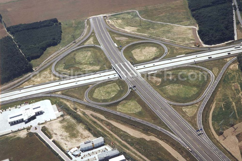 Ludwigsfelde / Brandenburg from above - Bau des Autobahnkreuzes Ludwigsfelde / Brandenburg.