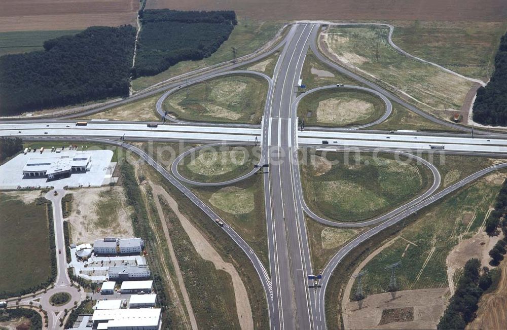 Ludwigsfelde / Brandenburg from the bird's eye view: Bau des Autobahnkreuzes Ludwigsfelde / Brandenburg.