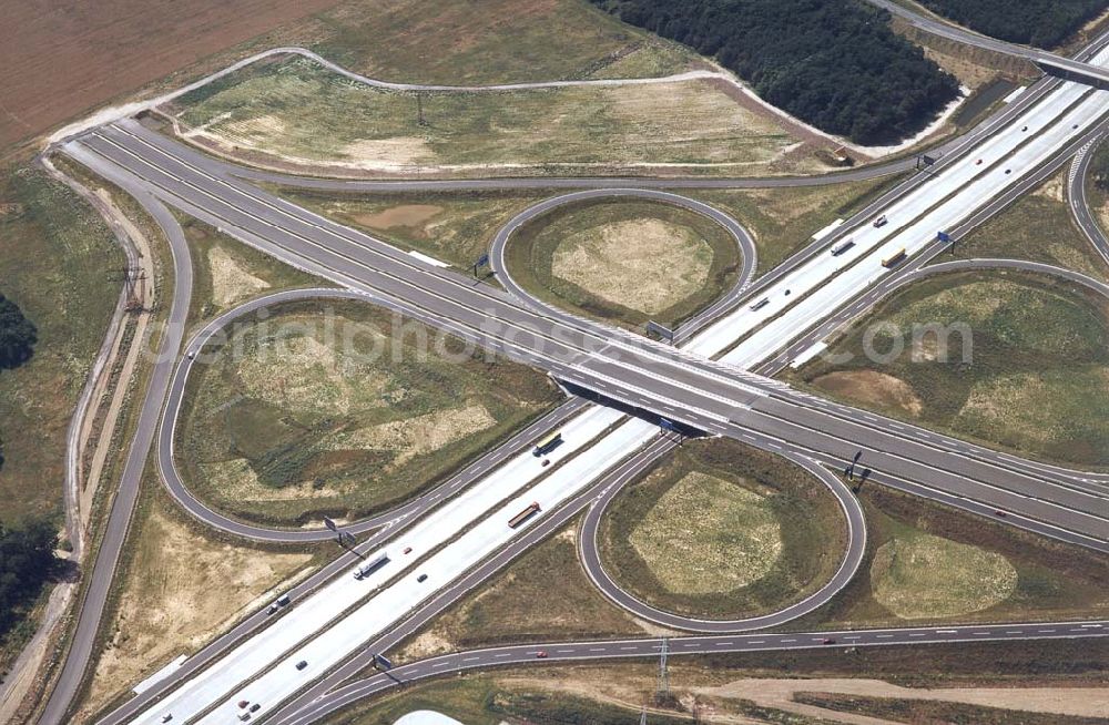 Aerial image Ludwigsfelde / Brandenburg - Bau des Autobahnkreuzes Ludwigsfelde / Brandenburg.