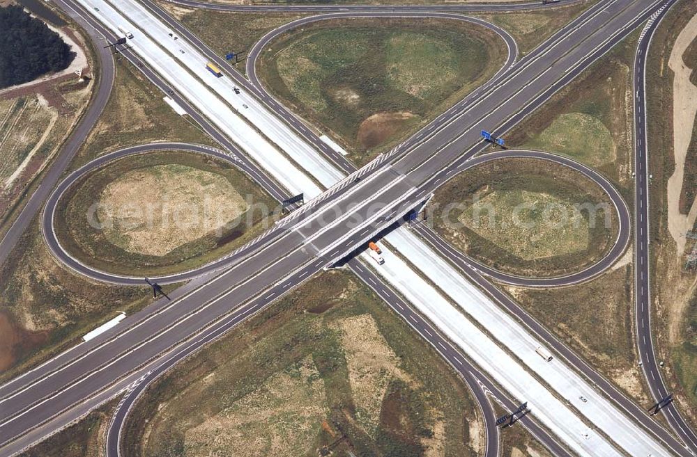 Aerial photograph Ludwigsfelde / Brandenburg - Bau des Autobahnkreuzes Ludwigsfelde / Brandenburg.