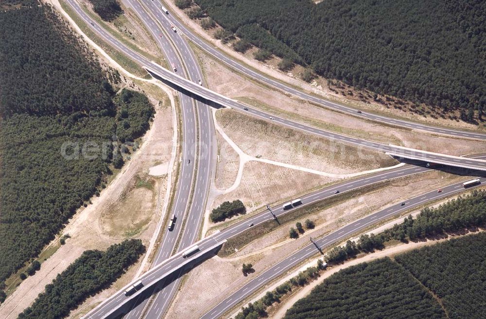 Michendorf / Brandenburg from above - Bau des Autobahnkreuzes Potsdam-Michendorf / Brandenburg.