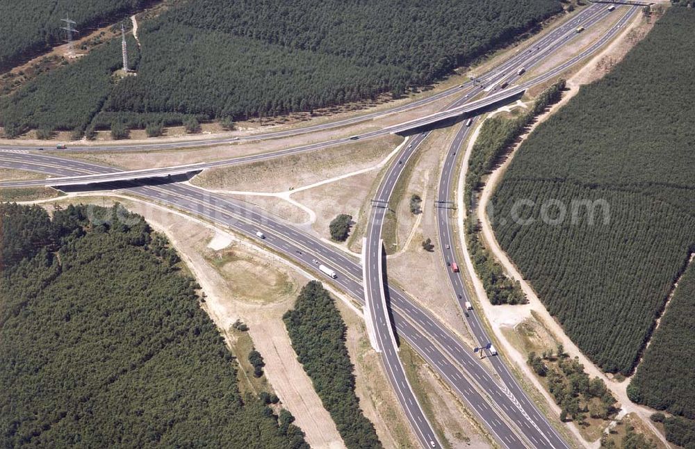 Aerial photograph Michendorf / Brandenburg - Bau des Autobahnkreuzes Potsdam-Michendorf / Brandenburg.