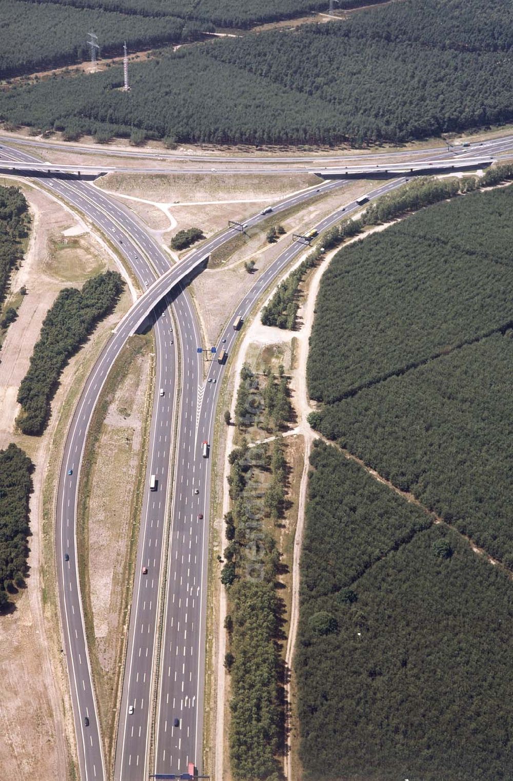 Michendorf / Brandenburg from above - Bau des Autobahnkreuzes Potsdam-Michendorf / Brandenburg.