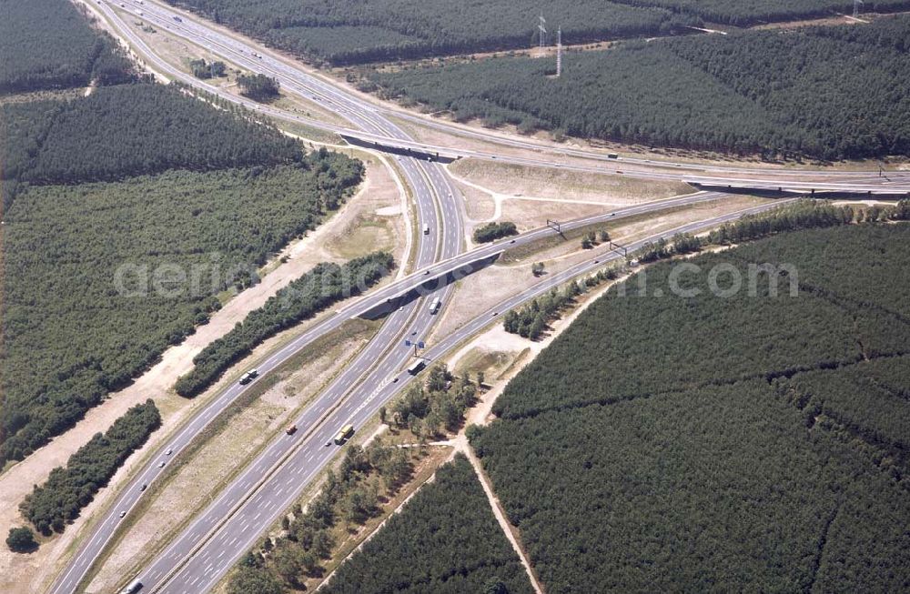 Michendorf / Brandenburg from the bird's eye view: Bau des Autobahnkreuzes Potsdam-Michendorf / Brandenburg.