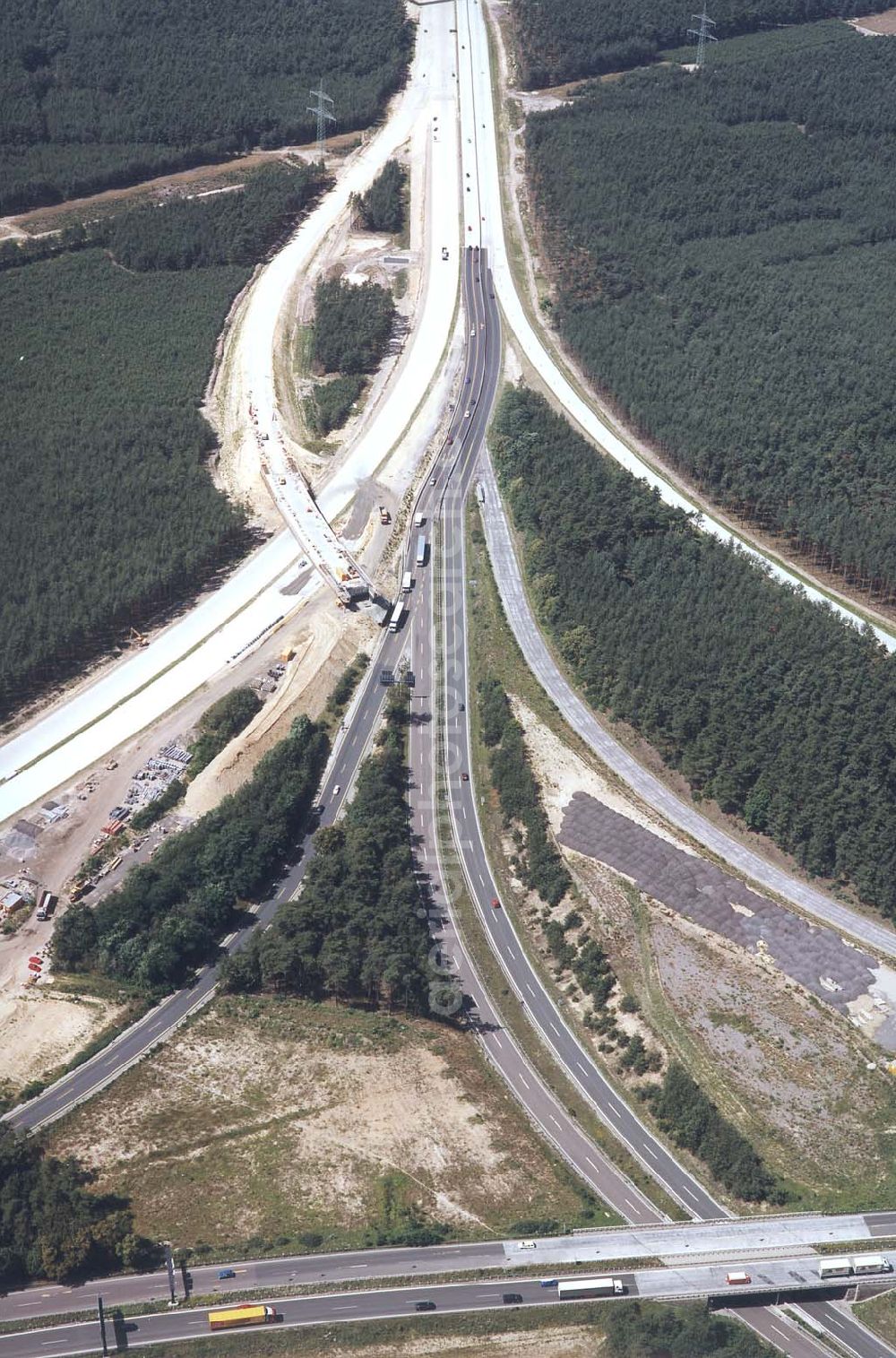 Aerial image Werder/ Brandenburg - Bau des Autobahnkreuzes Werder / Brandenburg.