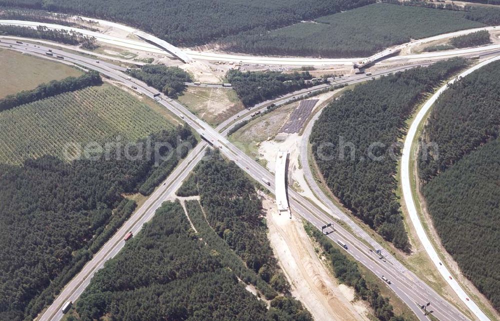 Werder/ Brandenburg from the bird's eye view: Bau des Autobahnkreuzes Werder / Brandenburg.