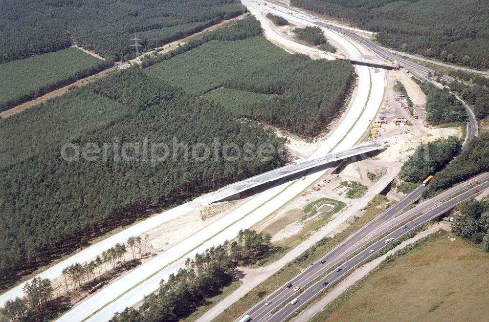 Aerial image Werder/ Brandenburg - Bau des Autobahnkreuzes Werder / Brandenburg.