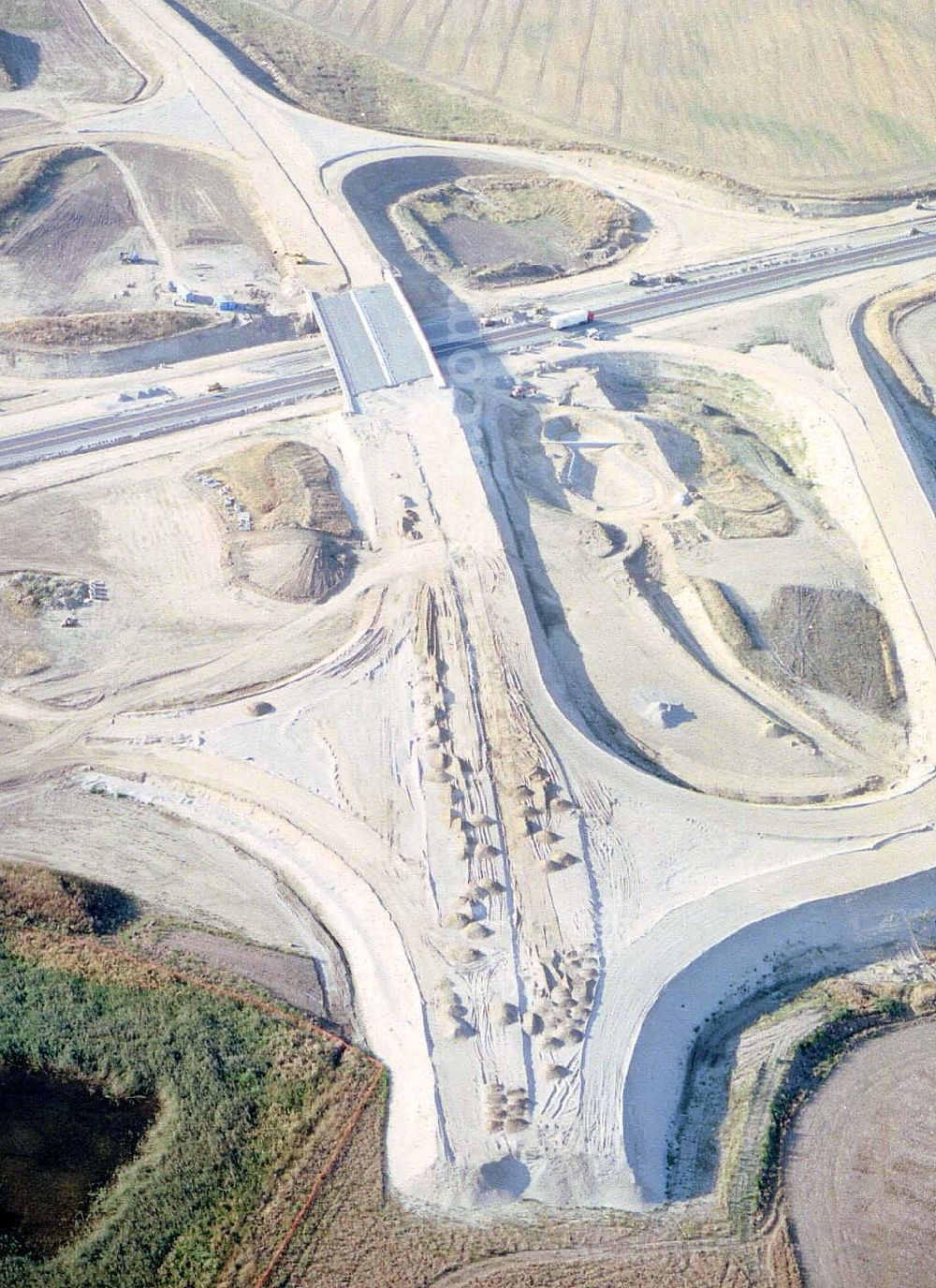 Aerial photograph Gramzow / Mecklenburg - Vorpommern - Bau der A20 Bereich des Autobahndreieckes Gramzow bei Prenzlau.