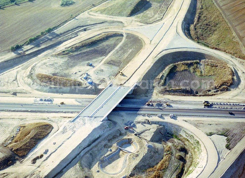 Gramzow / Mecklenburg - Vorpommern from the bird's eye view: Bau der A20 Bereich des Autobahndreieckes Gramzow bei Prenzlau.