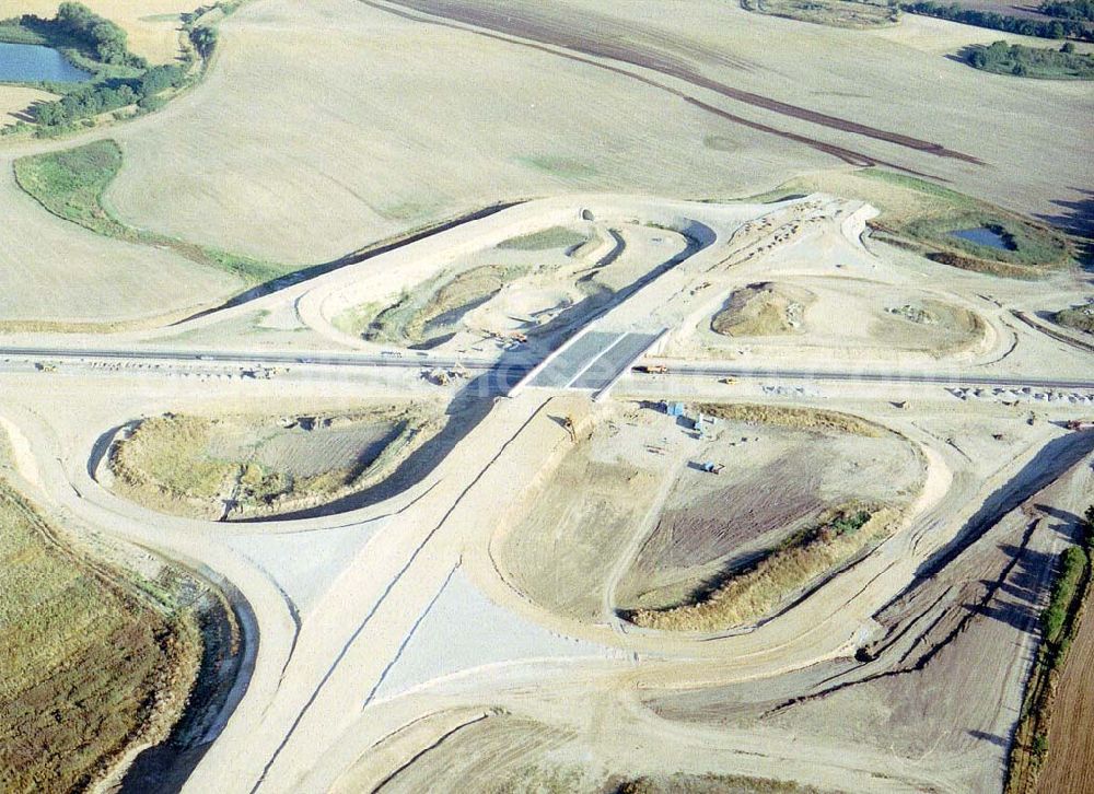 Gramzow / Mecklenburg - Vorpommern from the bird's eye view: Bau der A20 Bereich des Autobahndreieckes Gramzow bei Prenzlau.