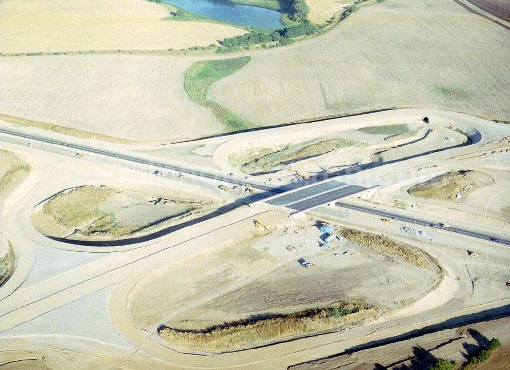 Aerial image Gramzow / Mecklenburg - Vorpommern - Bau der A20 Bereich des Autobahndreieckes Gramzow bei Prenzlau.