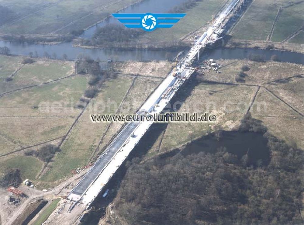 Aerial image Kavelsdorf /Mecklenburg-Vorpommern - Bau der A20 im Bereich der Warnowbrücke bei Kavelsdorf.