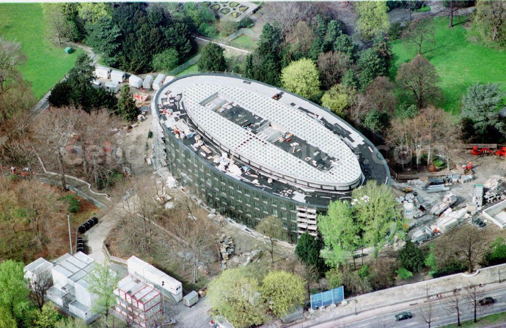 Berlin-Tiergarten from above - Bau des Bundespräsidialamtes in Berlin-Tiergarten.