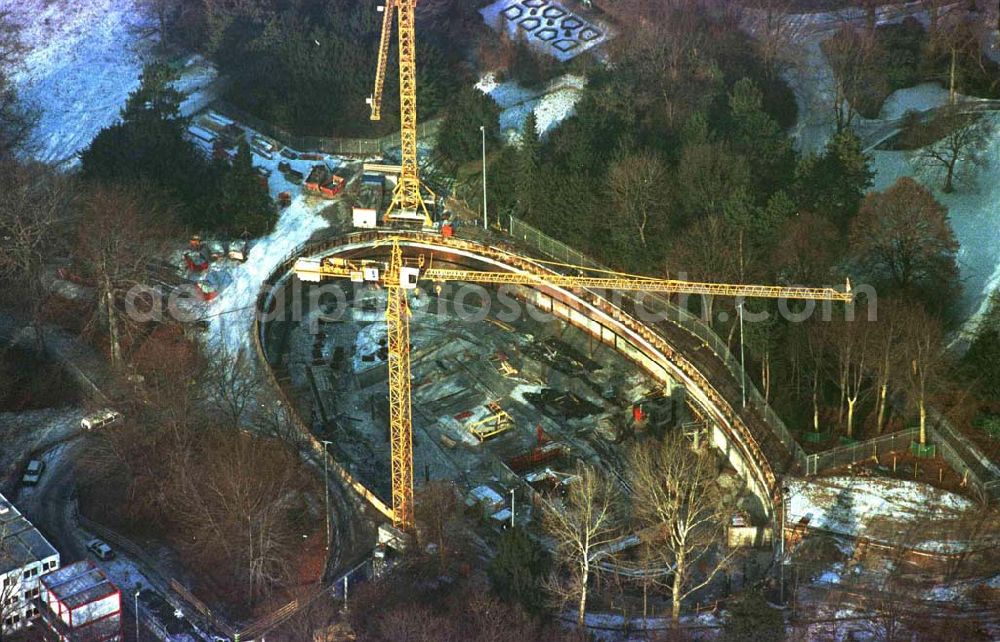 Aerial photograph Berlin - Bau des Bundespräsidialamtes im Berliner Tiergarten am Schloß Bellevue