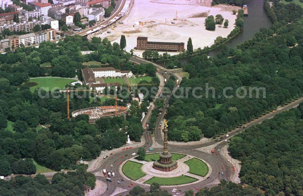 Berlin - Tiergarten from the bird's eye view: Bau des Bundespräsidialamtes im Tiergarten