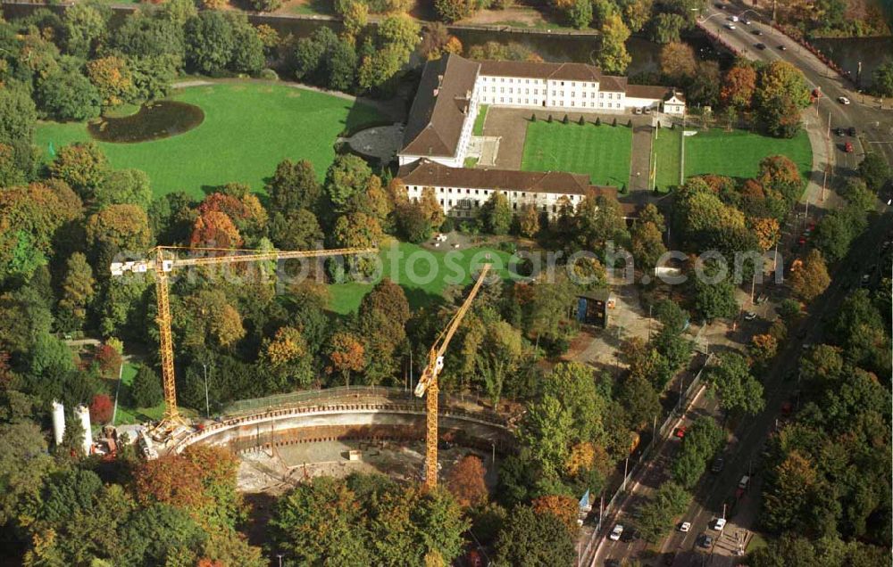 Aerial photograph Berlin - Bau des Bundespräsidialamtes im Tiergarten Verwendung nur bei Angabe der Urheberschaft: euroluftbild.de / Robert Grahn und Belegzusendung an die Agentur statthaft !!