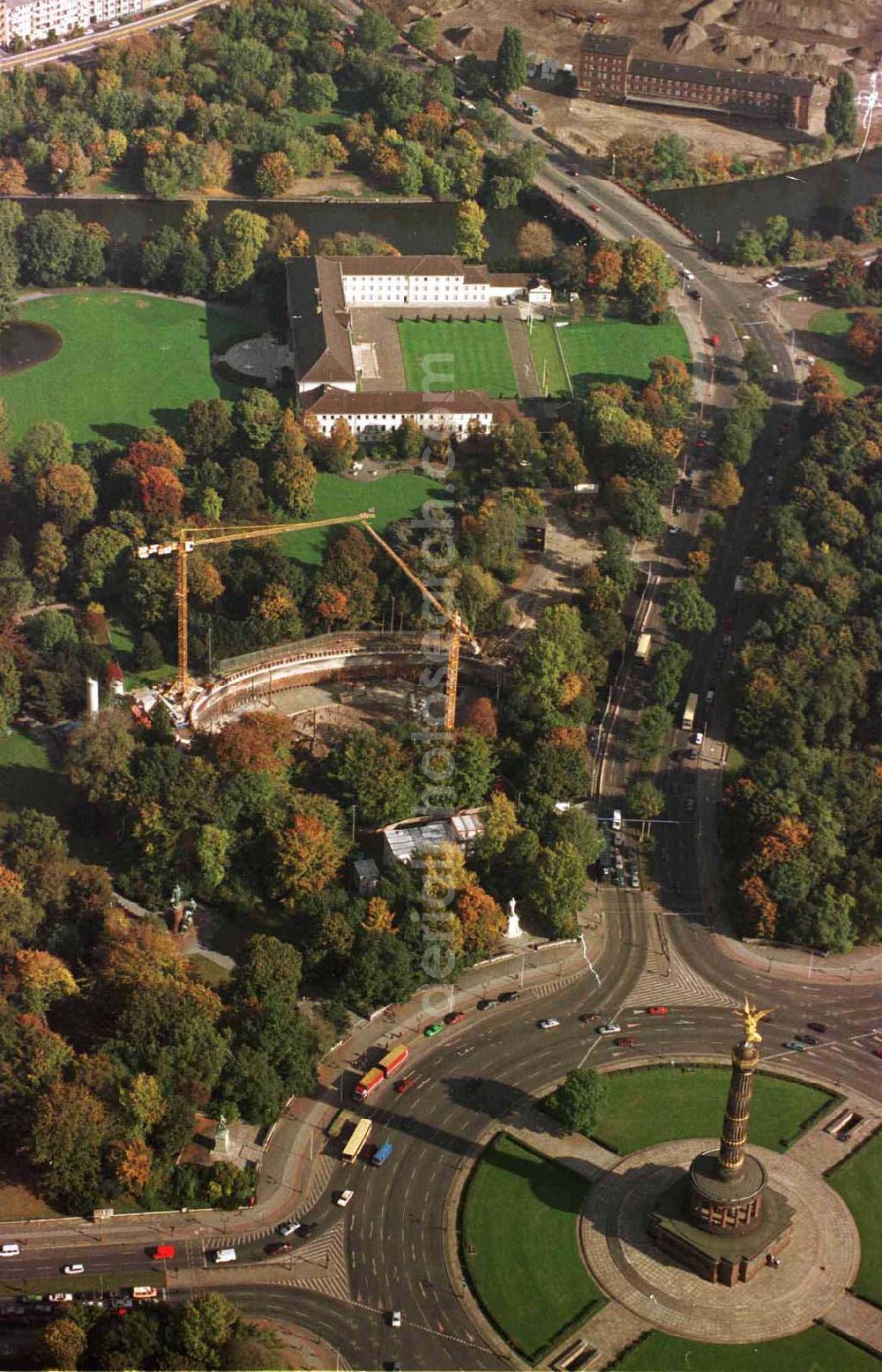 Aerial photograph Berlin - Bau des Bundespräsidialamtes im Tiergarten Verwendung nur bei Angabe der Urheberschaft: euroluftbild.de / Robert Grahn und Belegzusendung an die Agentur statthaft !!