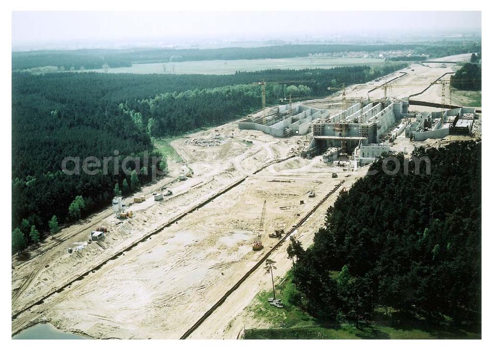 Aerial image Hohenwarthe - Bau der Doppelsparschleuse Hohenwarthe am Elbe-Havel-Kanal