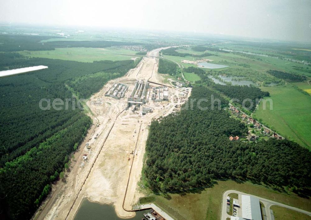 Aerial image Hohenwarthe - Bau der Doppelsparschleuse Hohenwarthe am Elbe-Havel-Kanal