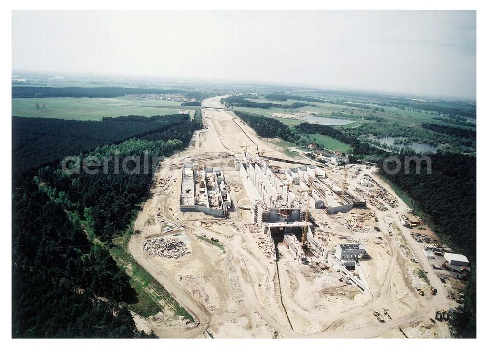 Aerial image Hohenwarthe - Bau der Doppelsparschleuse Hohenwarthe am Elbe-Havel-Kanal