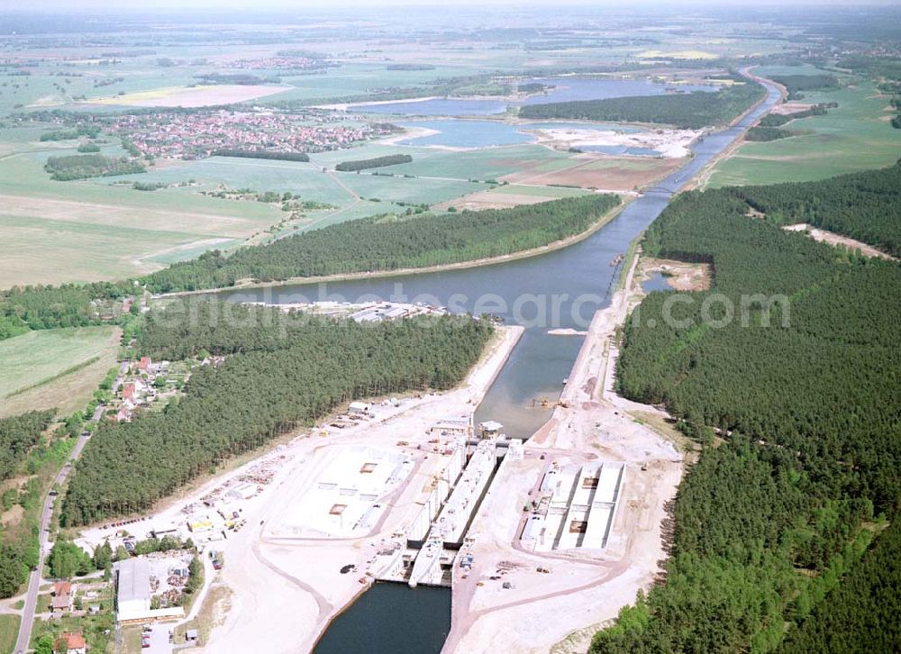 Hohenwarte / Sachsen - Anhalt from above - Bau der Doppelsparschleuse Hohenwarthe am Elbe-Havel-Kanal bei Hohenwarthe in Sachsen-Anhalt.