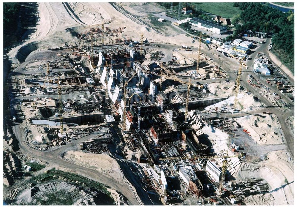 Aerial photograph Hohenwarthe - Bau der Doppelsparschleuse Hohenwarthe am Wasserstraßenkreuz Magdeburg.