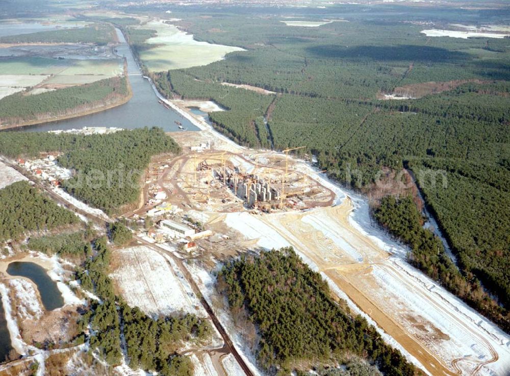 Aerial photograph Hohenwarthe - Bau der Doppelsparschleuse Hohenwarthe am Wasserstraßenkreuz Magdeburg.