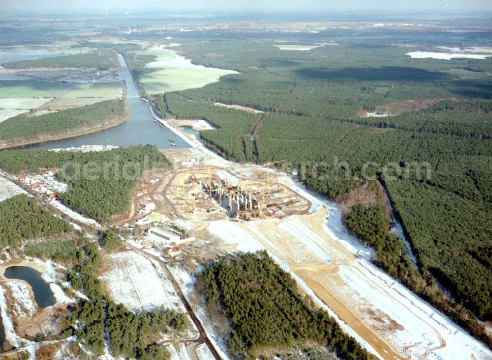 Hohenwarthe from above - Bau der Doppelsparschleuse Hohenwarthe am Wasserstraßenkreuz Magdeburg.