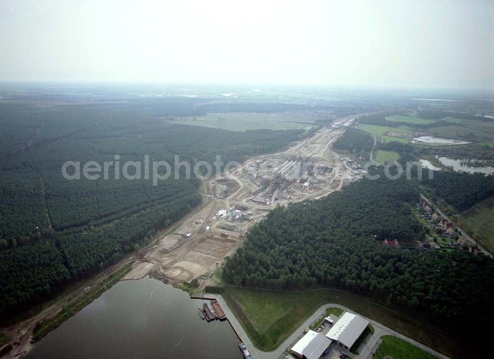 Hohenwarthe from above - Bau der Doppelsparschleuse Hohenwarthe am Wasserstraßenkreuz Magdeburg.