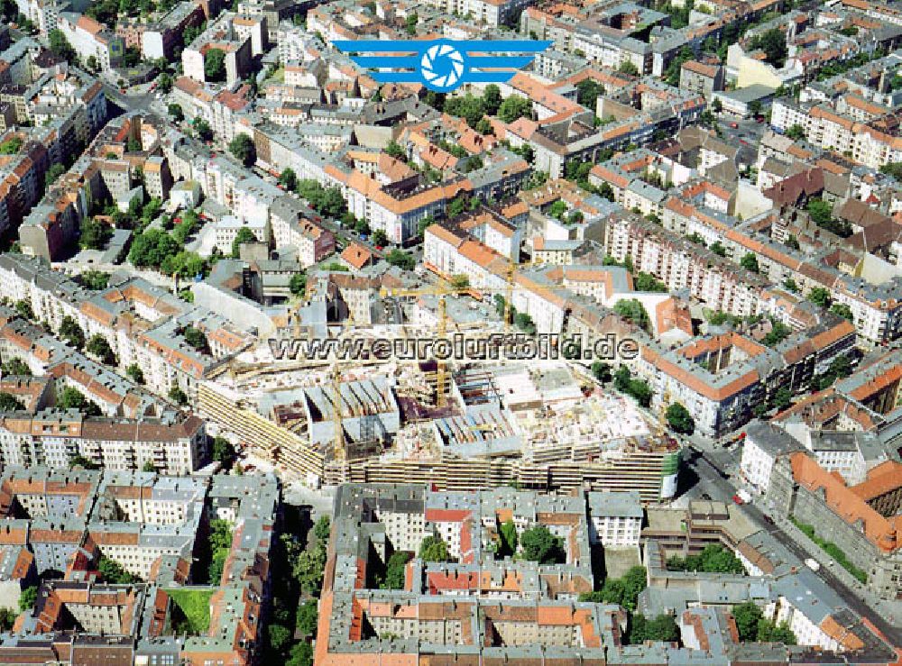 Aerial image Berlin - Neukölln - Bau des Einkaufcenters Neukölln an der Karl-Marx-Straße in Berlin-Neukölln.