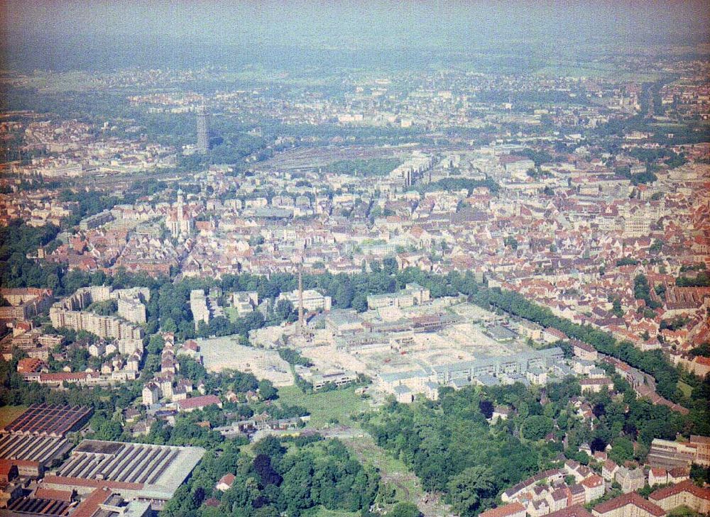 Aerial image Augsburg / Bayern - Bau eines Einkaufscenters der ECE in Augsburg / Bayern.