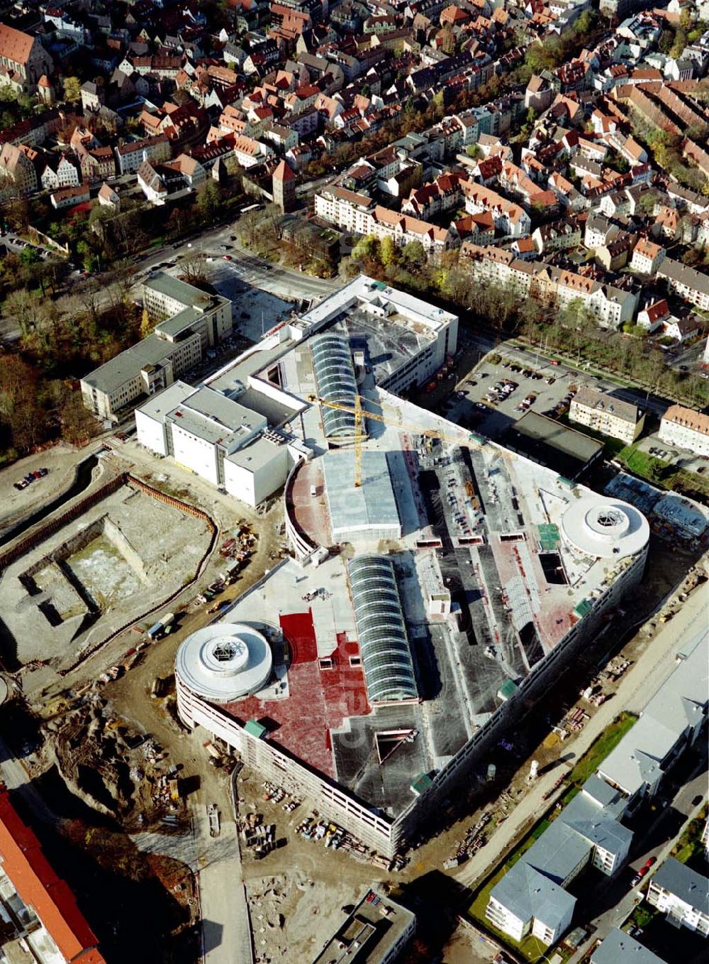 Augsburg from above - Bau eines Einkaufscenters der ECE in Augsburg / Bayern.