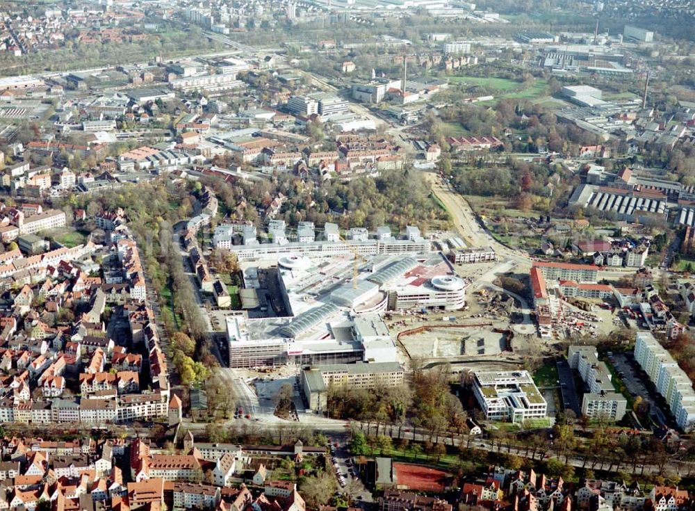 Augsburg from the bird's eye view: Bau eines Einkaufscenters der ECE in Augsburg / Bayern.