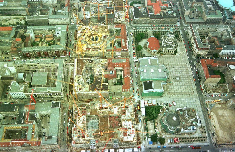 Aerial image Berlin - Bau der Friedrichstadtpassagen am Gendarmenmarkt in Berlin-Mitte.