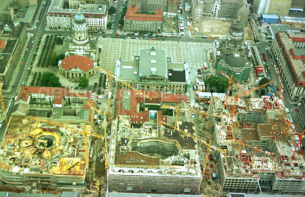 Aerial photograph Berlin - Bau der Friedrichstadtpassagen am Gendarmenmarkt in Berlin-Mitte.