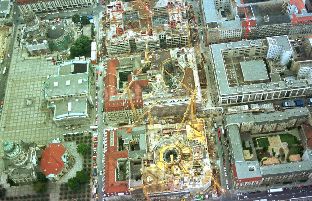 Aerial photograph Berlin - Bau der Friedrichstadtpassagen am Gendarmenmarkt in Berlin-Mitte.