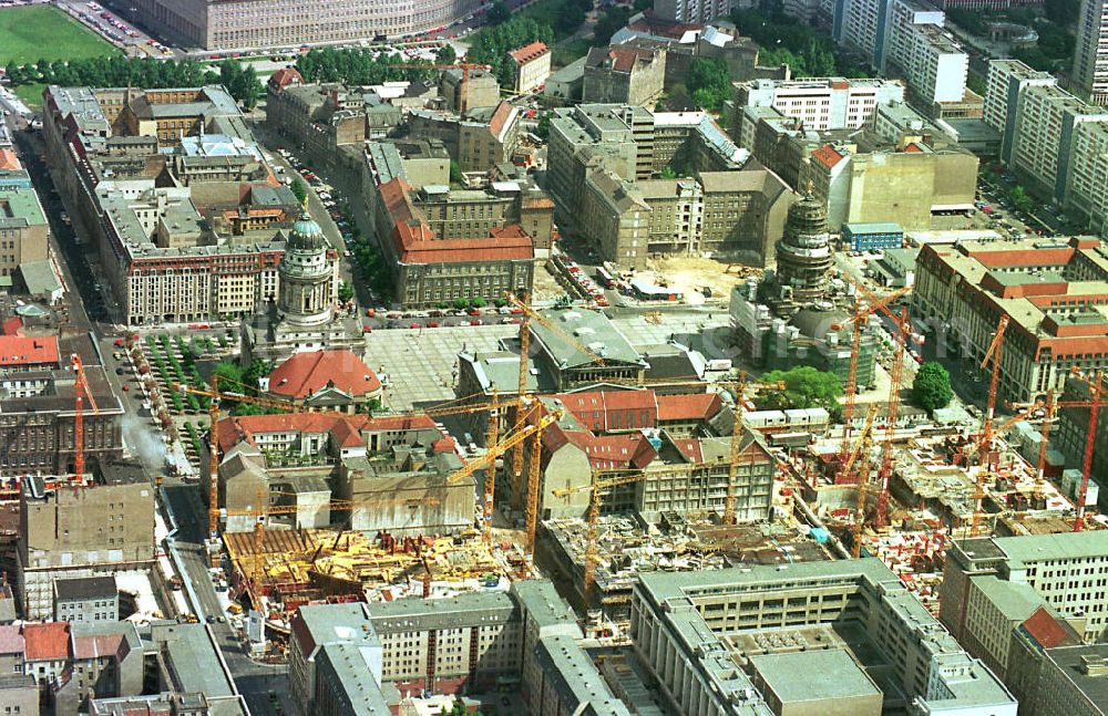 Aerial photograph Berlin - Bau der Friedrichstadtpassagen am Gendarmenmarkt in Berlin-Mitte.