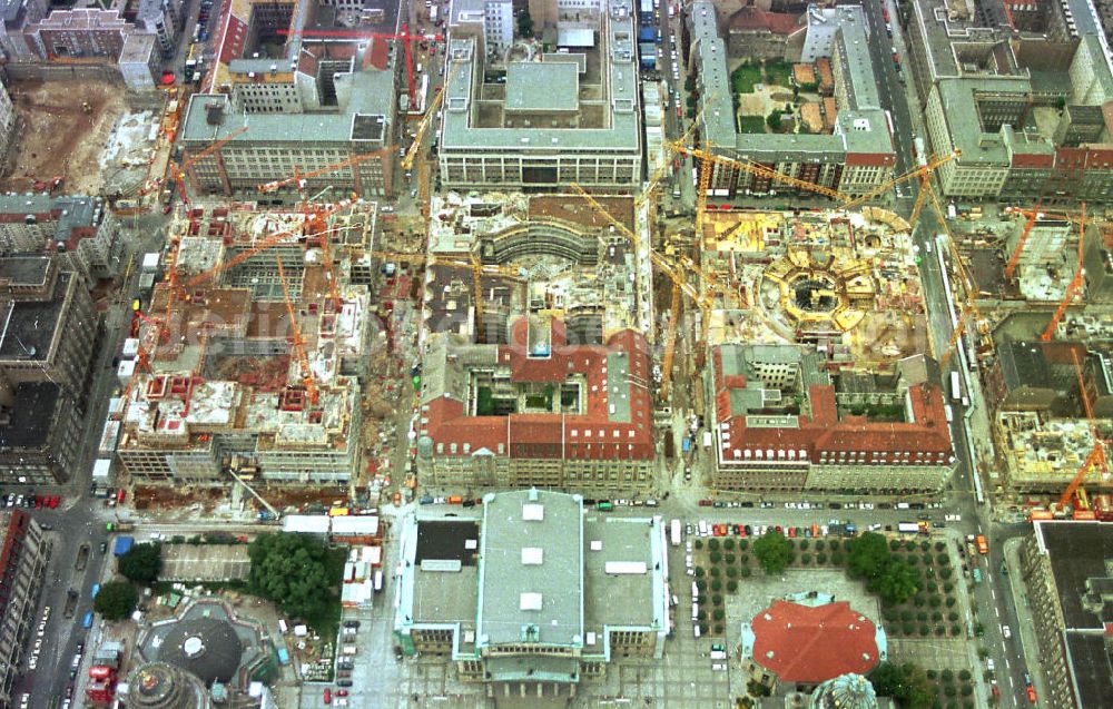 Berlin from the bird's eye view: Bau der Friedrichstadtpassagen am Gendarmenmarkt in Berlin-Mitte.